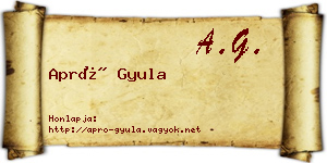Apró Gyula névjegykártya